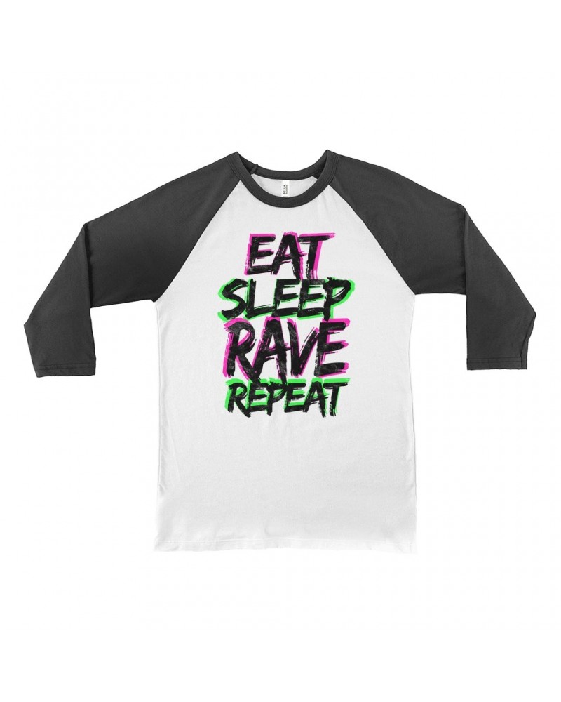 Music Life 3/4 Sleeve Baseball Tee | Eat Sleep Rave Repeat Shirt $9.87 Shirts