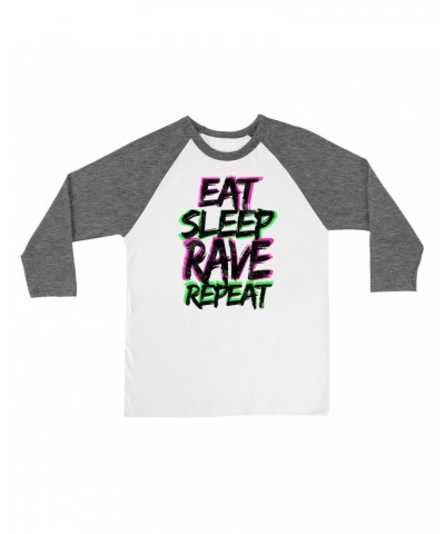 Music Life 3/4 Sleeve Baseball Tee | Eat Sleep Rave Repeat Shirt $9.87 Shirts