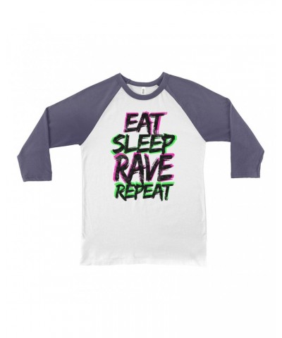 Music Life 3/4 Sleeve Baseball Tee | Eat Sleep Rave Repeat Shirt $9.87 Shirts