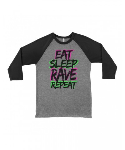 Music Life 3/4 Sleeve Baseball Tee | Eat Sleep Rave Repeat Shirt $9.87 Shirts