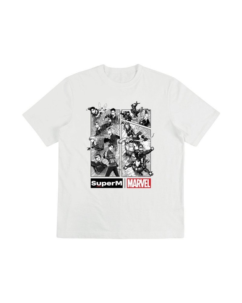 SuperM X MARVEL Cartoon Graphic T-Shirt $6.21 Shirts