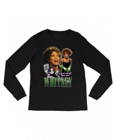 Whitney Houston Long Sleeve Shirt | I Will Always Love You Green Photo Collage Design Shirt $7.37 Shirts