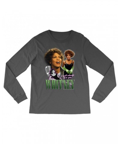 Whitney Houston Long Sleeve Shirt | I Will Always Love You Green Photo Collage Design Shirt $7.37 Shirts