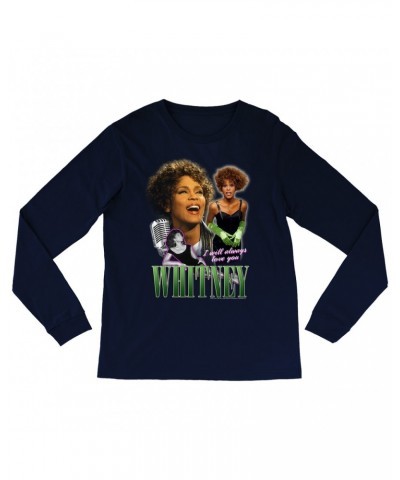 Whitney Houston Long Sleeve Shirt | I Will Always Love You Green Photo Collage Design Shirt $7.37 Shirts