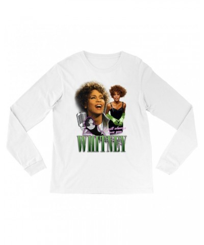 Whitney Houston Long Sleeve Shirt | I Will Always Love You Green Photo Collage Design Shirt $7.37 Shirts