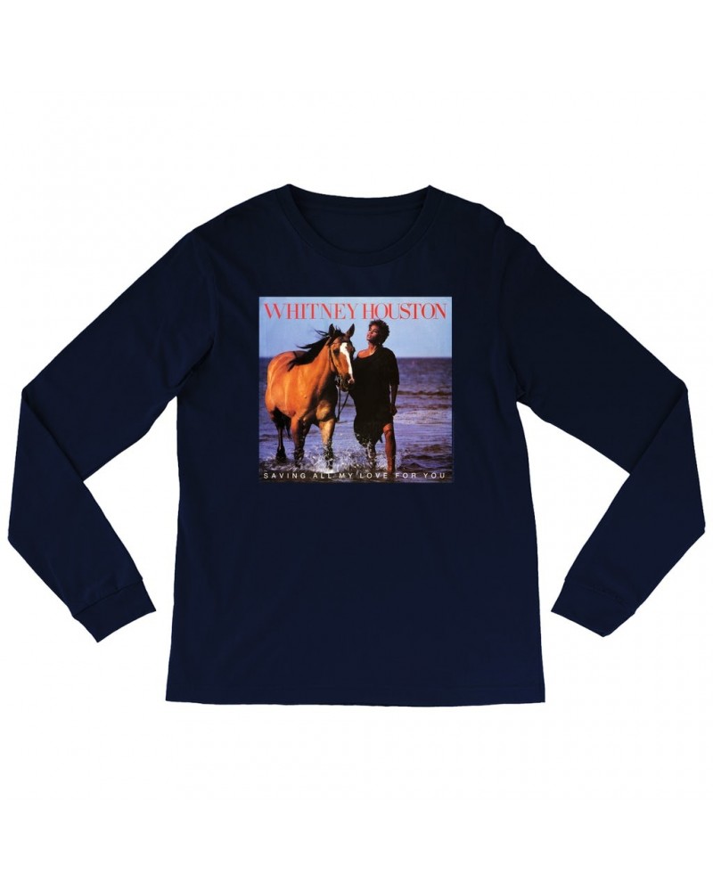 Whitney Houston Long Sleeve Shirt | Saving All My Love For You Album Cover Shirt $6.97 Shirts