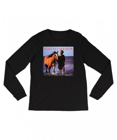 Whitney Houston Long Sleeve Shirt | Saving All My Love For You Album Cover Shirt $6.97 Shirts