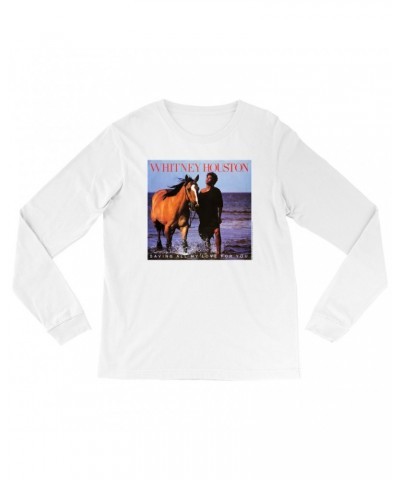 Whitney Houston Long Sleeve Shirt | Saving All My Love For You Album Cover Shirt $6.97 Shirts