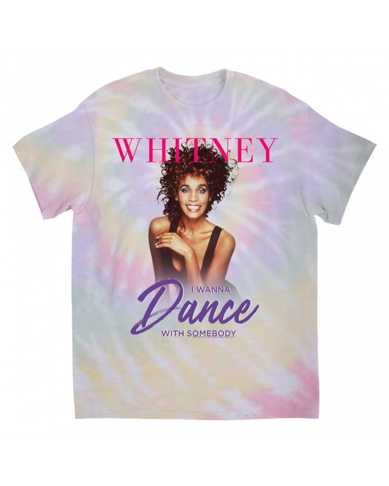 Whitney Houston T-Shirt | I Wanna Dance With Somebody Purple Pink Design Tie Dye Shirt $11.95 Shirts