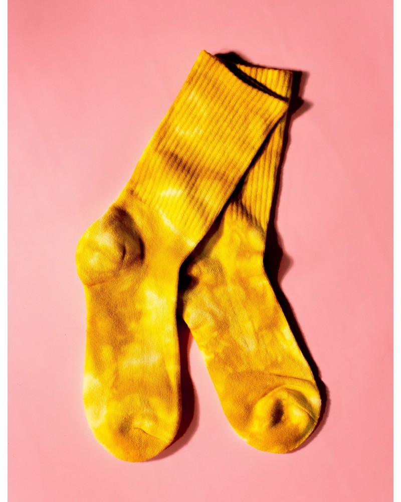 Eddie Island Cozy Yellow Tie Dyed Ankle Socks $9.55 Footware