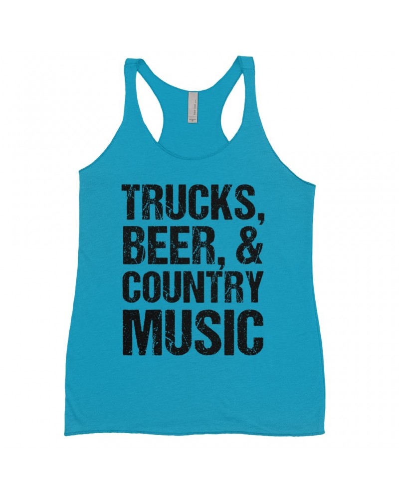 Music Life Ladies' Tank Top | Trucks Beer Country Music Shirt $8.21 Shirts