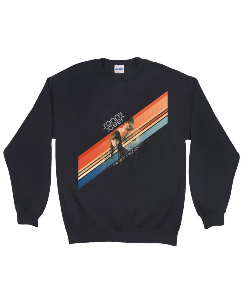 Sonny & Cher Sweatshirt | The Beat Goes On Retro Stripes Sweatshirt $13.32 Sweatshirts