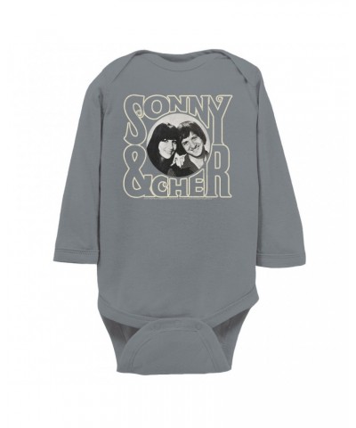 Sonny & Cher Long Sleeve Bodysuit | Retro Logo And Photo Distressed Bodysuit $11.51 Shirts