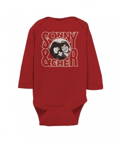 Sonny & Cher Long Sleeve Bodysuit | Retro Logo And Photo Distressed Bodysuit $11.51 Shirts