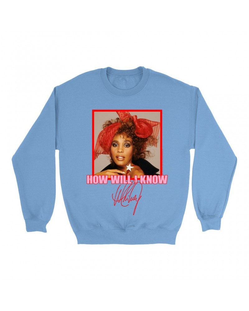 Whitney Houston Bright Colored Sweatshirt | How Will I Know Red Bow Photo Design Sweatshirt $10.79 Sweatshirts