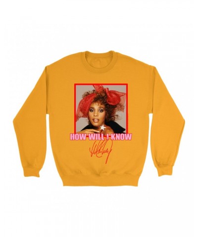 Whitney Houston Bright Colored Sweatshirt | How Will I Know Red Bow Photo Design Sweatshirt $10.79 Sweatshirts