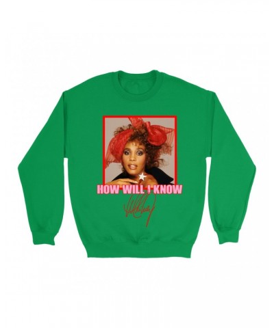 Whitney Houston Bright Colored Sweatshirt | How Will I Know Red Bow Photo Design Sweatshirt $10.79 Sweatshirts