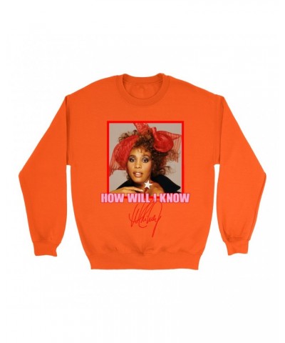 Whitney Houston Bright Colored Sweatshirt | How Will I Know Red Bow Photo Design Sweatshirt $10.79 Sweatshirts