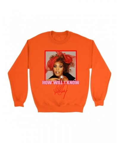 Whitney Houston Bright Colored Sweatshirt | How Will I Know Red Bow Photo Design Sweatshirt $10.79 Sweatshirts