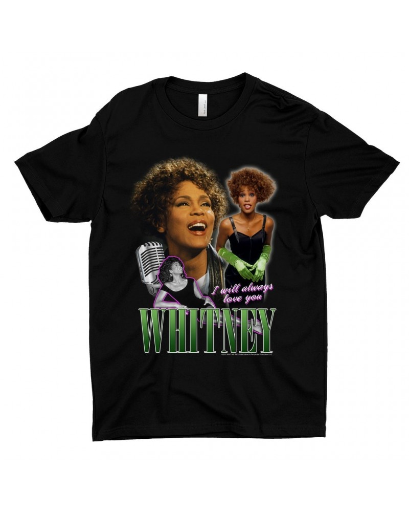 Whitney Houston T-Shirt | I Will Always Love You Green Photo Collage Design Shirt $11.03 Shirts