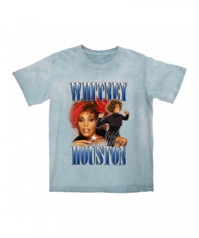 Whitney Houston T-shirt | Blue Collage Duo Color Blast Shirt $6.29 Shirts