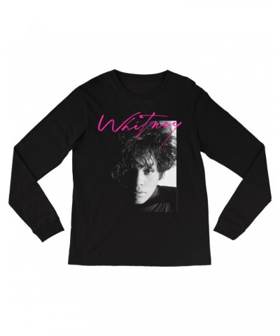 Whitney Houston Long Sleeve Shirt | Dramatic Lighting Photo And Pink Signature Image Shirt $10.24 Shirts