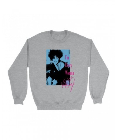 Whitney Houston Sweatshirt | I'm Every Woman Pink And Turquoise Inverted Design Sweatshirt $7.99 Sweatshirts