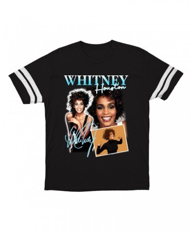 Whitney Houston T-Shirt | 1987 Turquoise Photo Collage Design Football Shirt $7.40 Shirts