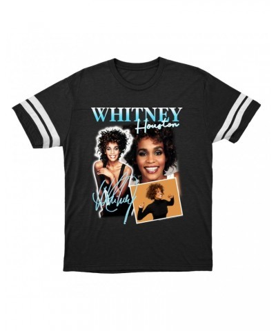 Whitney Houston T-Shirt | 1987 Turquoise Photo Collage Design Football Shirt $7.40 Shirts