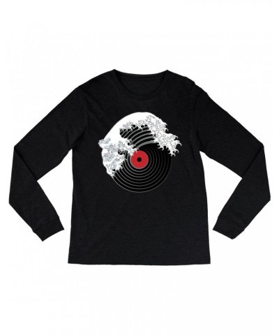 Music Life Heather Long Sleeve Shirt | Vinyl Great Wave Shirt $6.99 Shirts