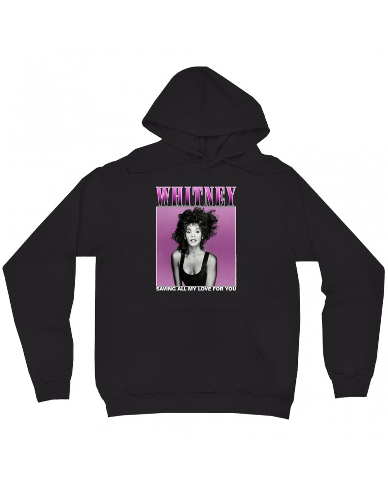 Whitney Houston Hoodie | Saving All My Love For You Ombre Purple Design Hoodie $5.42 Sweatshirts