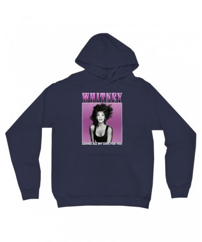 Whitney Houston Hoodie | Saving All My Love For You Ombre Purple Design Hoodie $5.42 Sweatshirts