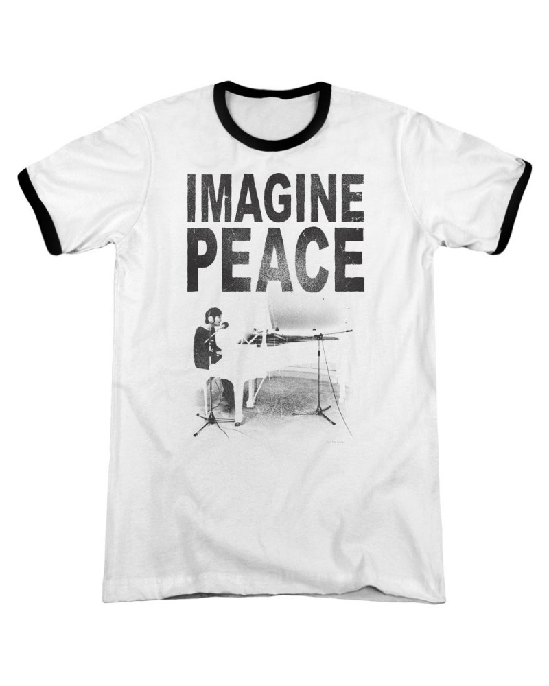 John Lennon Shirt | IMAGINE Premium Ringer Tee $8.09 Shirts